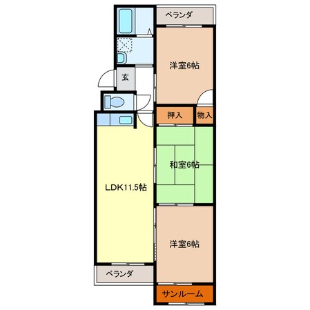 大谷ヒルズＢ棟の物件間取画像